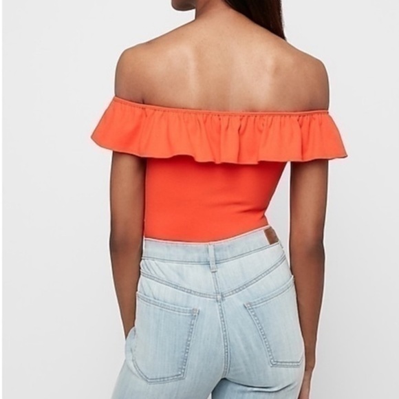 Express off the shoulder ribbed ruffle bodysuit, size XS, NWT!! - Picture 5 of 5